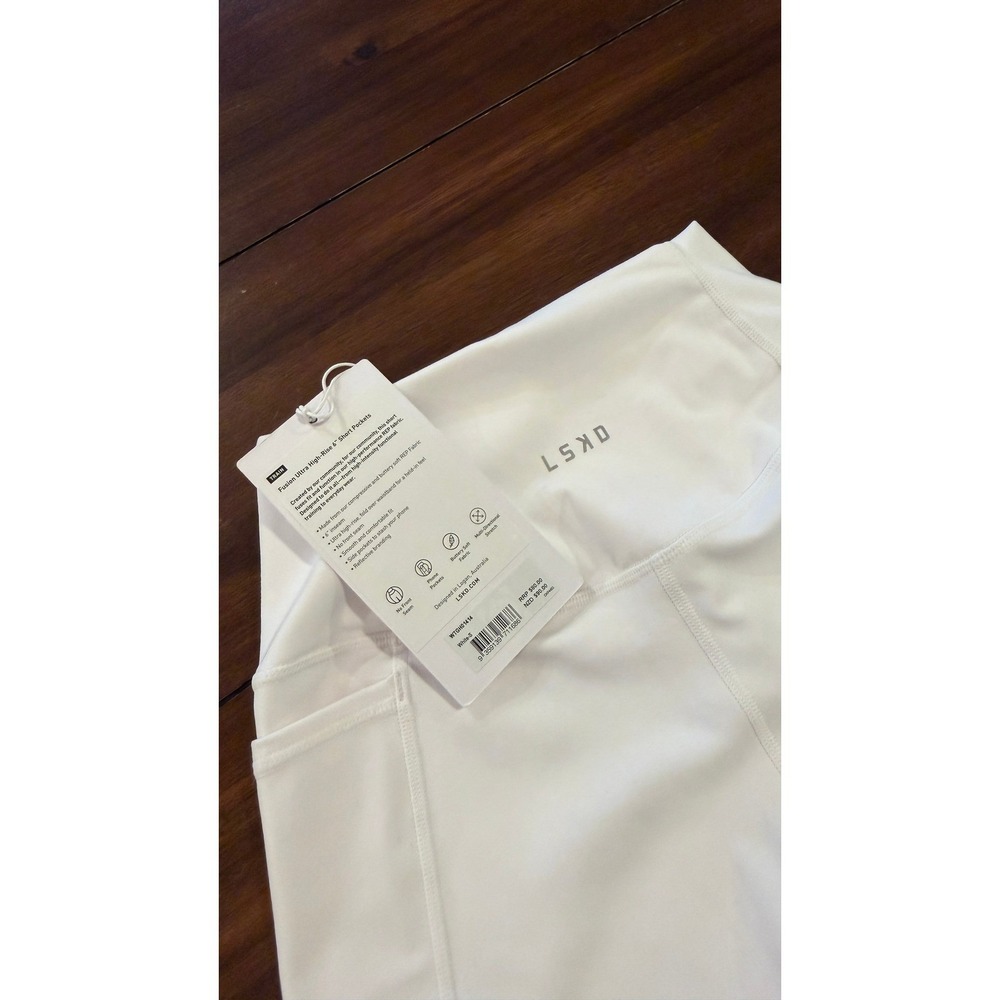 LSKD Fusion Ultra High-Rise 6" Short Pockets White Women's Size Small NWT NEW - Picture 16 of 16